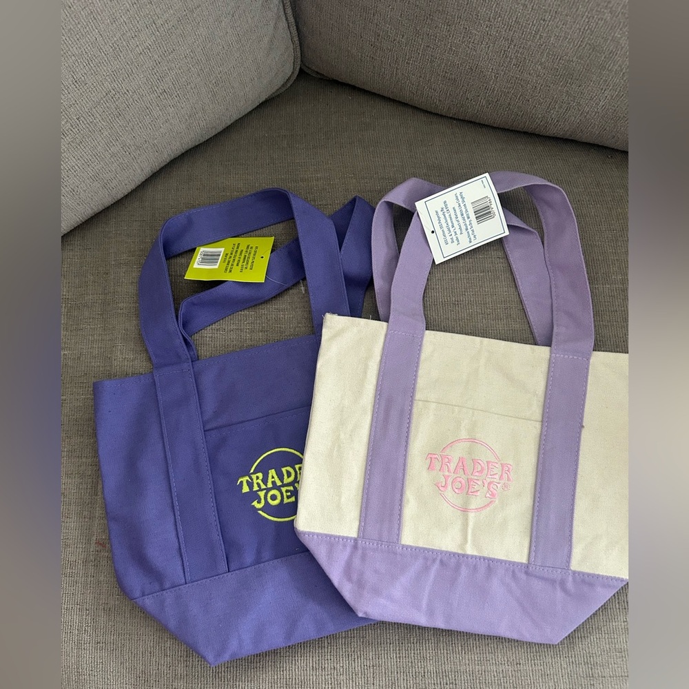 Purple and Cream mini Tote Bag Set from Trader Joe’s (b2)
